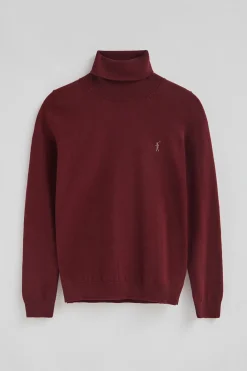 Jersey granate de cuello vuelto en mezcla de lana con bordado Rigby Go