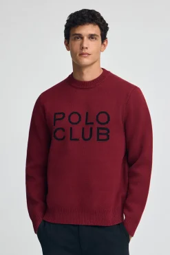 Jersey granate de punto con logo Polo Club en contraste