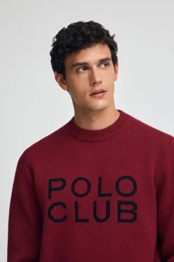 Jersey granate de punto con logo Polo Club en contraste