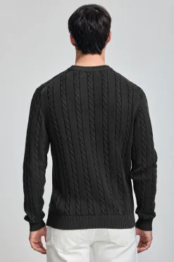 Jersey gris asfalto trenzado garment dye con logo bordado