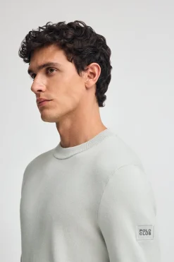 Jersey gris claro de punto algodón con parche Polo Club
