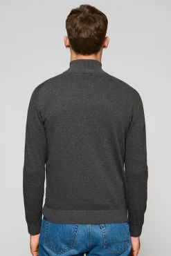 Jersey gris oscuro vigoré de punto con cremallera y logo bordado Rigby Go