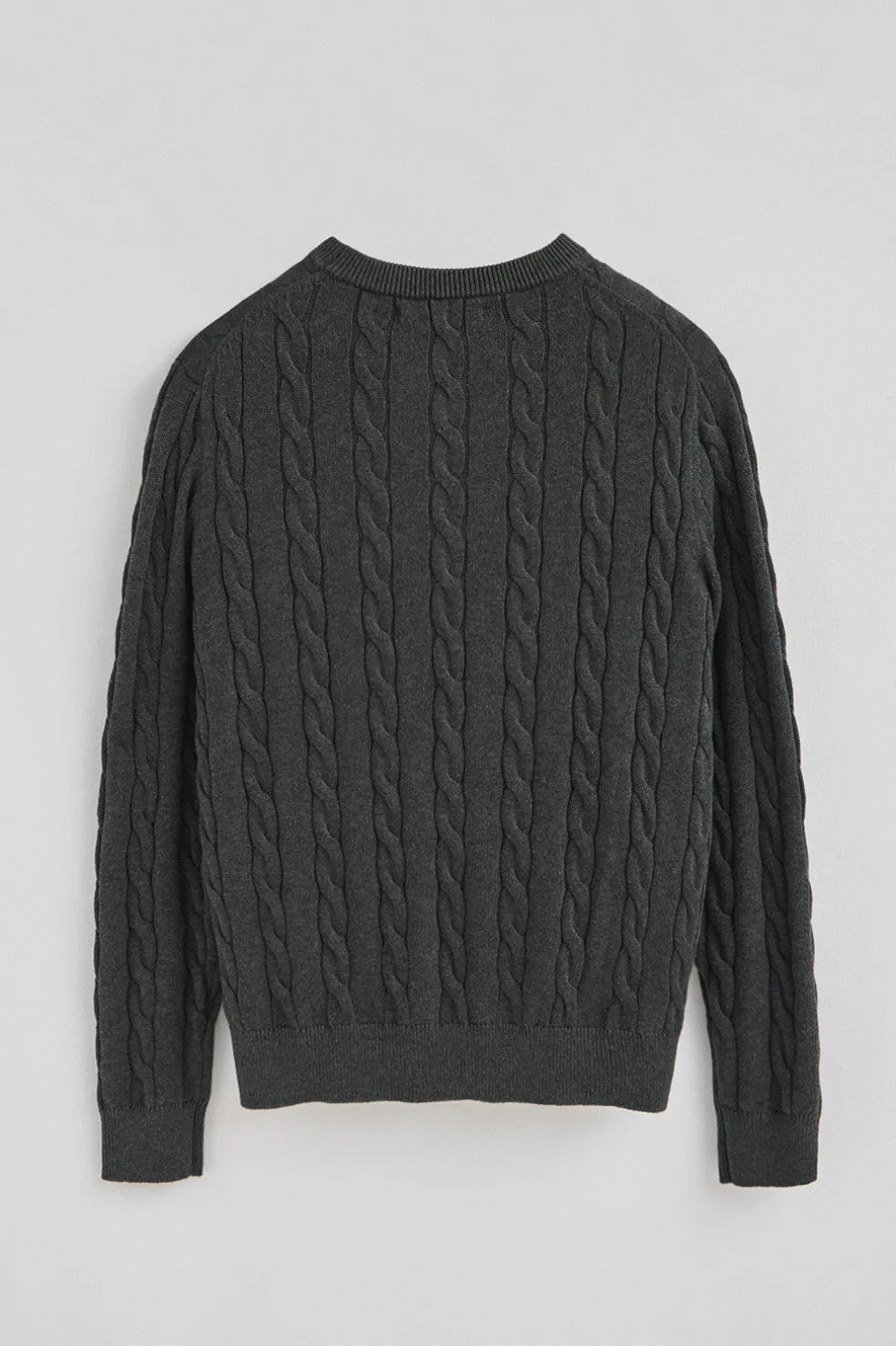 Jersey gris oscuro vigoré de punto trenzado y mezcla de lana con bordado Rigby Go