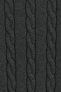 Jersey gris oscuro vigoré de punto trenzado en mezcla de lana con media cremallera y bordado Rigby Go