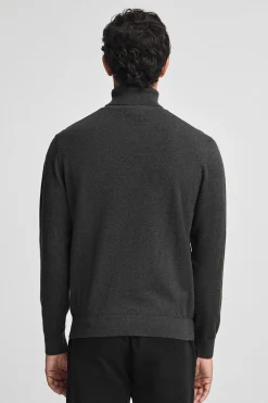 Jersey gris oscuro vigoré de cuello vuelto y mezcla de lana con bordado Rigby Go