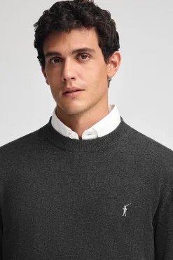Jersey gris oscuro vigoré de mezcla de lana y bordado Rigby Go