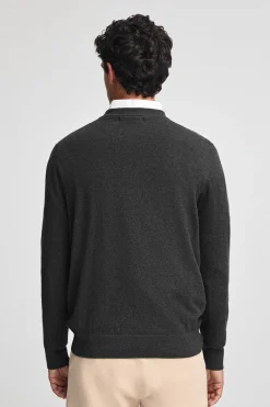 Jersey gris oscuro vigoré de mezcla de lana y bordado Rigby Go