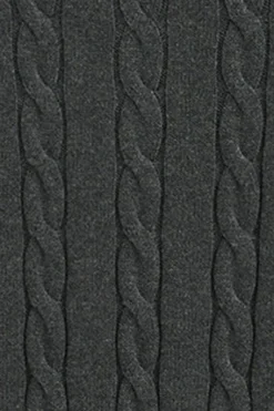 Jersey gris oscuro vigoré de cuello vuelto y punto trenzado en mezcla de lana con bordado Rigby Go
