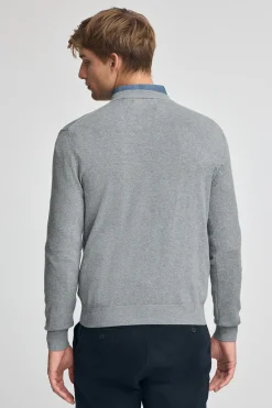 Jersey gris vigoré de cuello pico y mezcla lana con bordado Rigby Go