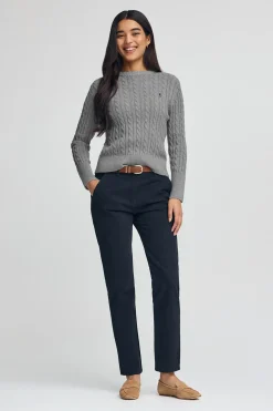 Jersey gris vigoré de cuello redondo en mezcla de lana con bordado Rigby Go