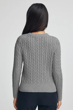 Jersey gris vigoré de cuello redondo en mezcla de lana con bordado Rigby Go