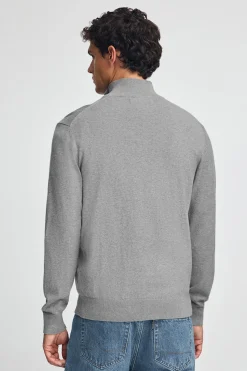 Jersey gris vigoré de media cremallera y mezcla de lana con bordado Rigby Go