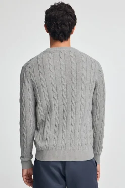 Jersey gris vigoré de punto trenzado y mezcla de lana con bordado Rigby Go