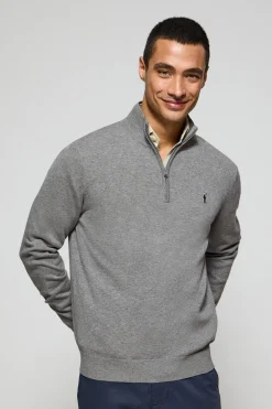 Jersey gris vigoré de punto con cremallera y logo bordado Rigby Go