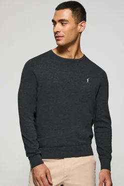 Jersey gris vigoré de punto con cuello redondo y bordado Rigby Go