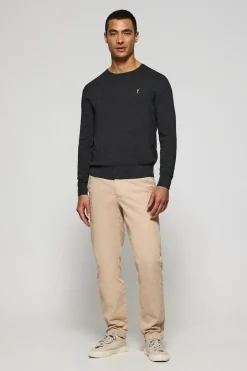 Jersey gris vigoré de punto con cuello redondo y bordado Rigby Go