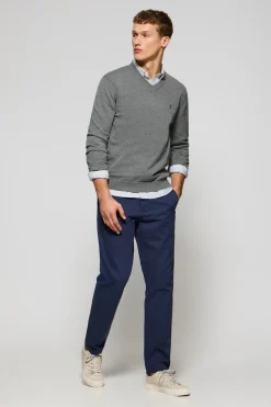 Jersey gris vigoré de punto con cuello de pico y bordado Rigby Go