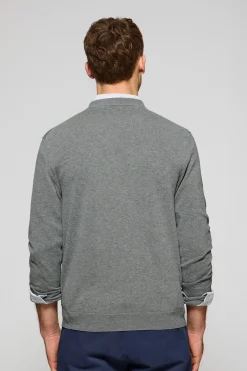 Jersey gris vigoré de punto con cuello de pico y bordado Rigby Go