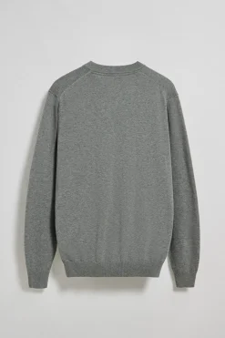 Jersey gris vigoré de punto con cuello de pico y bordado Rigby Go