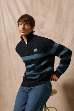 Jersey Julen azul y denim con rayas y logo Polo Club