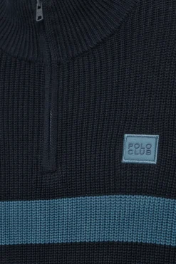 Jersey Julen azul y denim con rayas y logo Polo Club