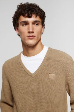 Jersey marrón de punto en galga 9 con detalle Polo Club