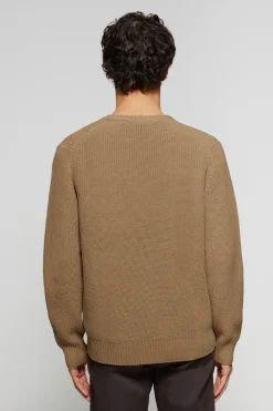 Jersey marrón de punto en galga 9 con detalle Polo Club