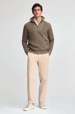 Jersey marrón oscuro vigoré de punto inglés con parche Polo Club