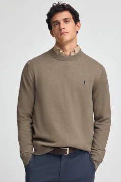 Jersey marrón oscuro vigoré de mezcla de lana y bordado Rigby Go