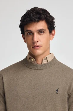 Jersey marrón oscuro vigoré de mezcla de lana y bordado Rigby Go