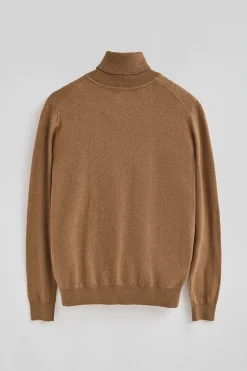 Jersey marrón vigoré de cuello vuelto y mezcla de lana con bordado Rigby Go
