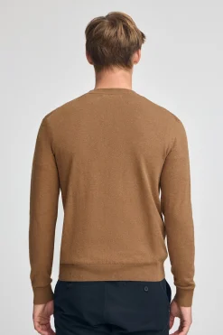 Jersey marrón vigoré de cuello pico y mezcla lana con bordado Rigby Go