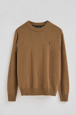 Jersey marrón vigoré de mezcla de lana y bordado Rigby Go
