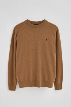 Jersey marrón vigoré de mezcla de lana y bordado Rigby Go