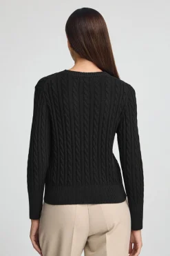 Jersey negro de cuello redondo en mezcla de lana con bordado Rigby Go