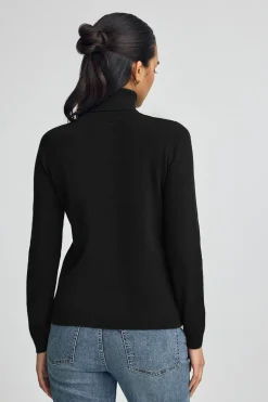 Jersey negro de cuello vuelto en mezcla de lana con bordado Rigby Go