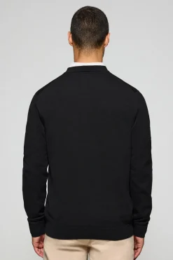 Jersey negro de punto con cuello de pico y bordado Rigby Go