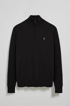Jersey negro de punto con cremallera y logo bordado Rigby Go
