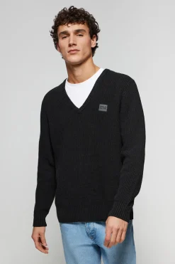 Jersey negro de punto en galga 9 con detalle Polo Club