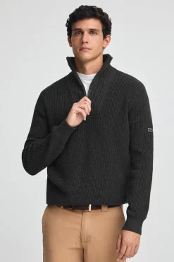 Jersey negro de punto inglés con parche Polo Club
