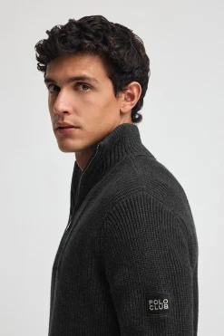 Jersey negro de punto inglés con parche Polo Club