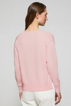 Jersey rosa de punto con cuello de pico y logo bordado Rigby Go