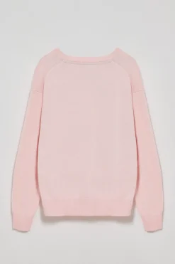 Jersey rosa de punto con cuello de pico y logo bordado Rigby Go