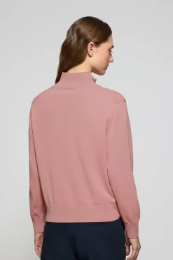Jersey rosa empolvado de punto con media cremallera y bordado Rigby Go
