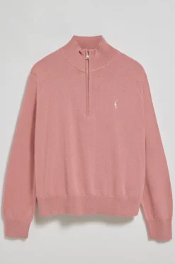 Jersey rosa empolvado de punto con media cremallera y bordado Rigby Go