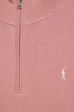 Jersey rosa empolvado de punto con media cremallera y bordado Rigby Go