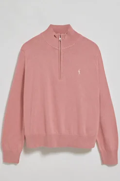 Jersey rosa empolvado de punto con media cremallera y bordado Rigby Go