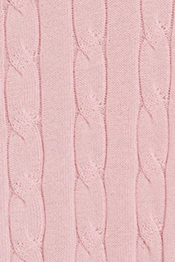 Jersey rosa trenzado de escote en pico con monograma bordado