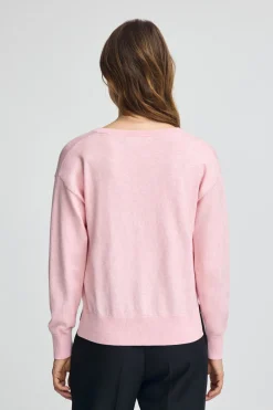 Jersey rosa vigoré de cuello pico con mezcla de lana y bordado Rigby Go