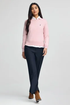 Jersey rosa vigoré de cuello redondo con mezcla de lana y bordado Rigby Go